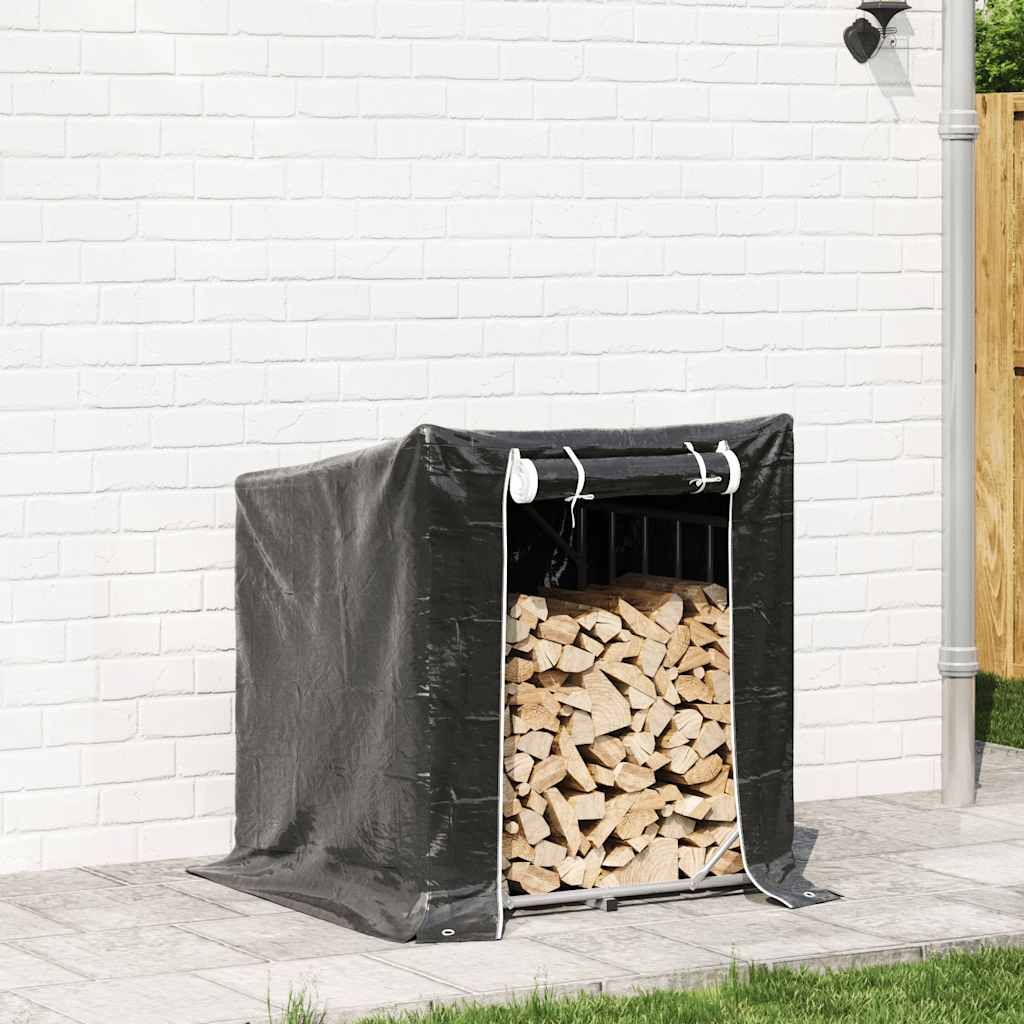 vidaxL Firewood Rack with Rain Cover 100.5x100.5x110.5 cm Galvanised Steel