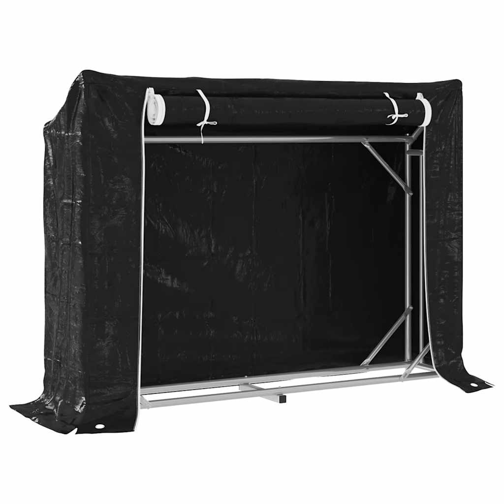 vidaxL Firewood Rack with Rain Cover 151x40.5x110.5 cm Galvanised Steel