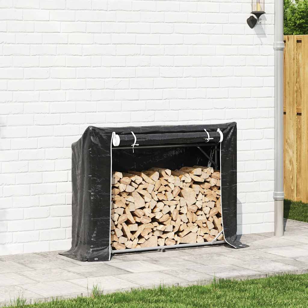 vidaxL Firewood Rack with Rain Cover 151x40.5x110.5 cm Galvanised Steel