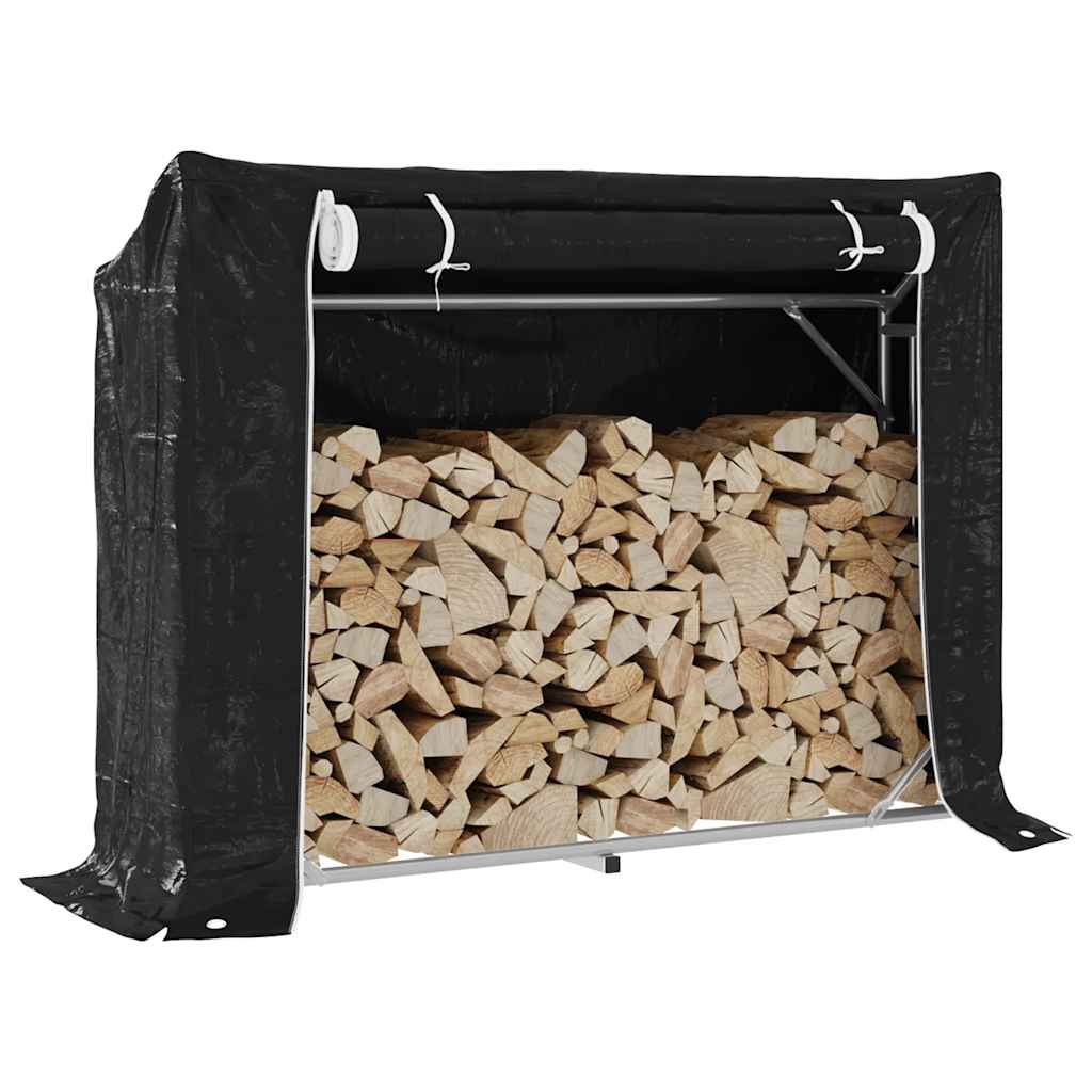 vidaxL Firewood Rack with Rain Cover 151x40.5x110.5 cm Galvanised Steel