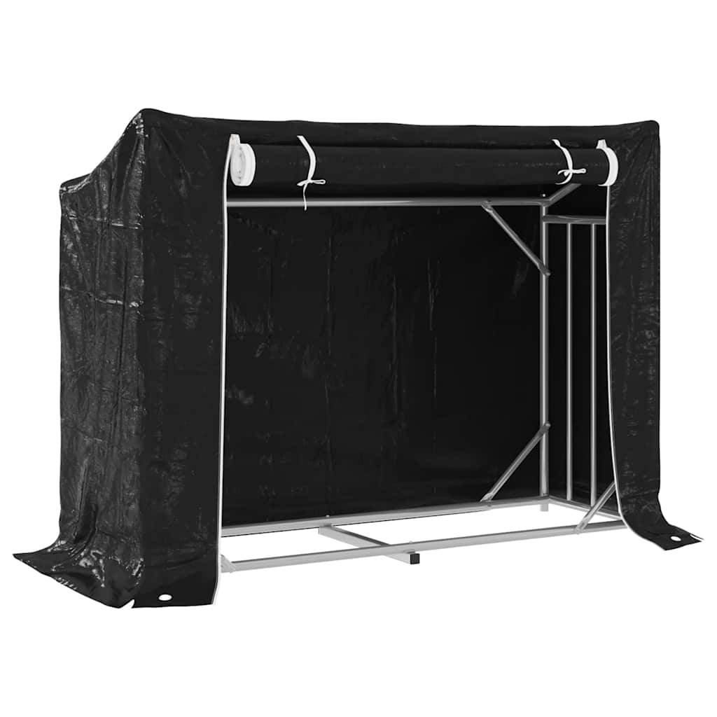 vidaxL Firewood Rack with Rain Cover 151x60.5x110.5 cm Galvanised Steel