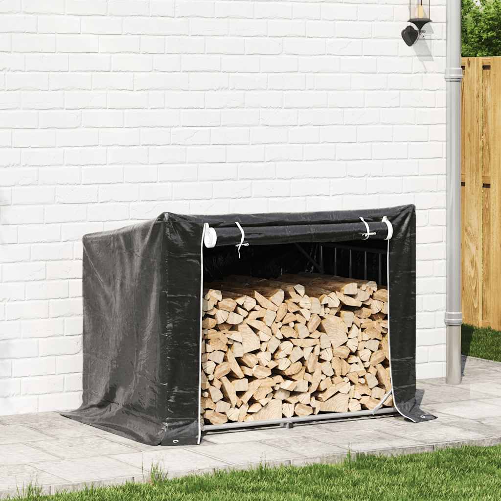 vidaxL Firewood Rack with Rain Cover 150.5x100.5x110.5 cm Galvanised Steel