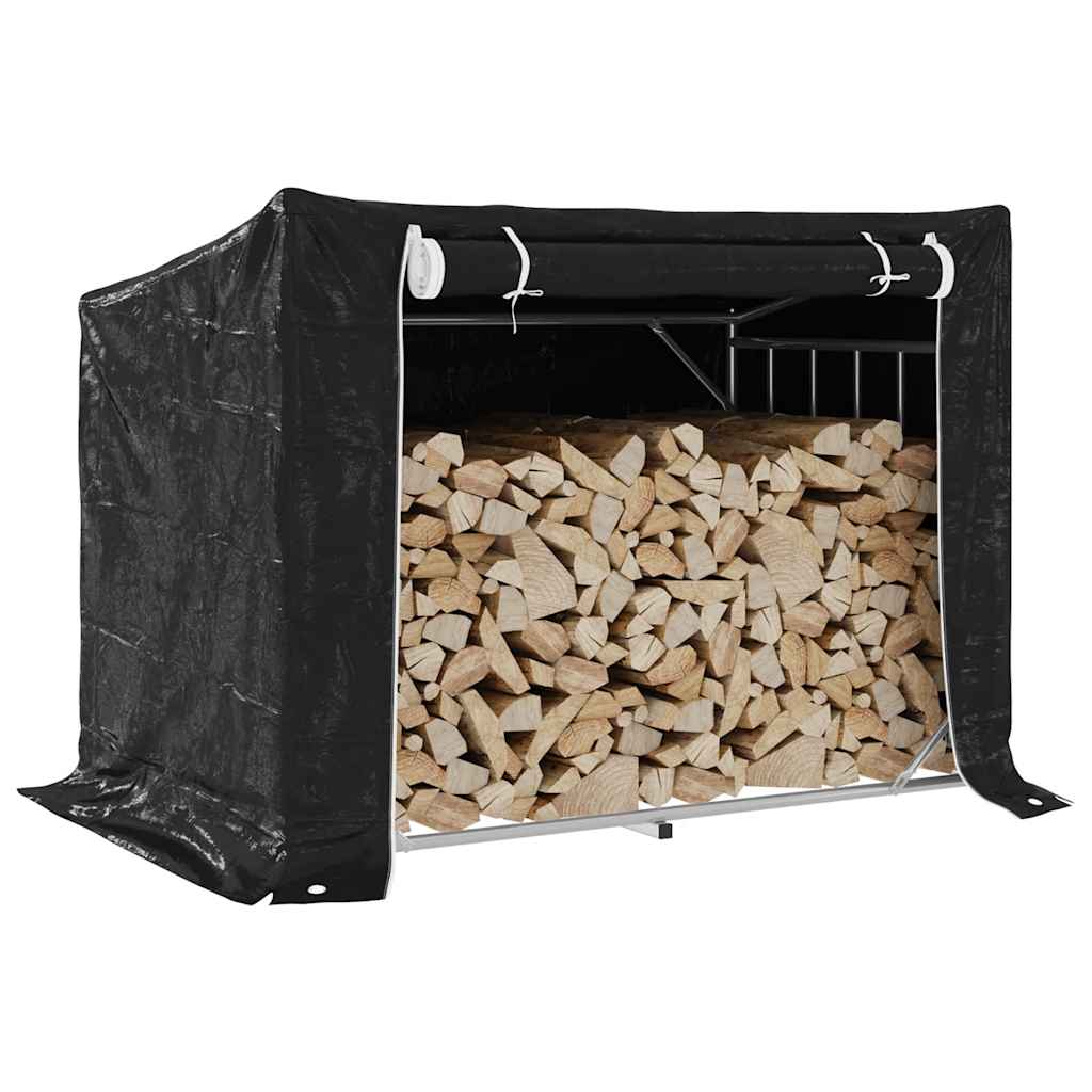 vidaxL Firewood Rack with Rain Cover 150.5x100.5x110.5 cm Galvanised Steel