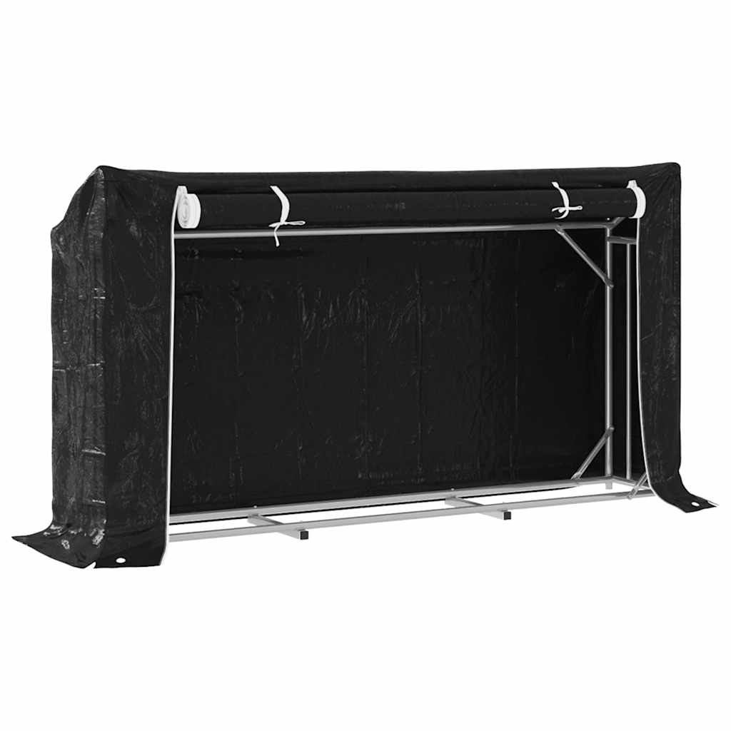 vidaxL Firewood Rack with Rain Cover 200.5x41x110.5 cm Galvanised Steel