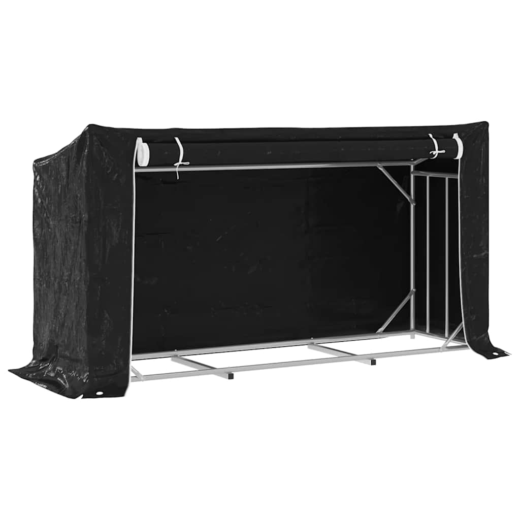 vidaxL Firewood Rack with Rain Cover 200.5x60.5x110.5 cm Galvanised Steel