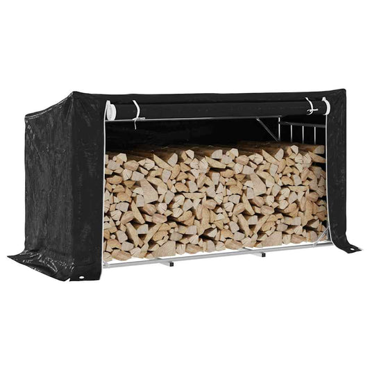 vidaxL Firewood Rack with Rain Cover 200.5x80.5x110.5 cm Galvanised Steel