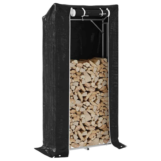 vidaxL Firewood Rack with Rain Cover 100x40x200 cm Galvanised Steel