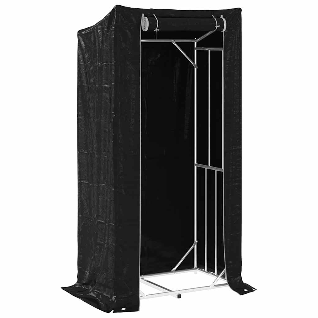 vidaxL Firewood Rack with Rain Cover 100x60x200 cm Galvanised Steel