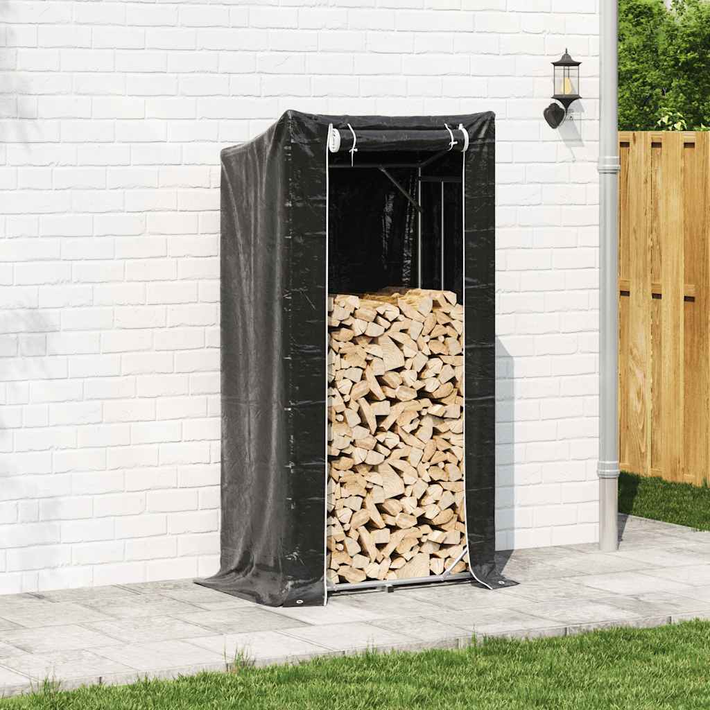 vidaxL Firewood Rack with Rain Cover 100x60x200 cm Galvanised Steel