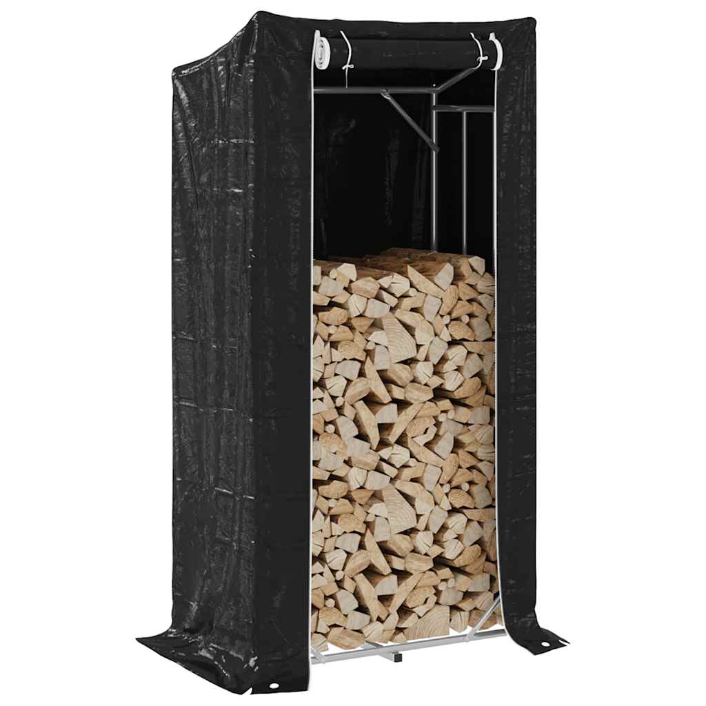 vidaxL Firewood Rack with Rain Cover 100x60x200 cm Galvanised Steel