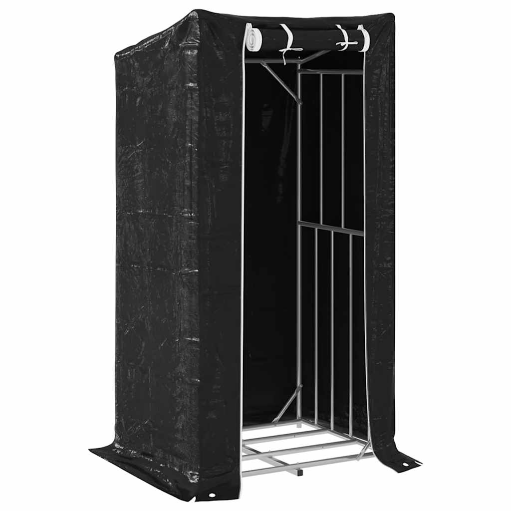 vidaxL Firewood Rack with Rain Cover 100x80x200 cm Galvanised Steel