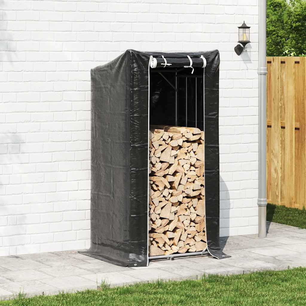 vidaxL Firewood Rack with Rain Cover 100x80x200 cm Galvanised Steel