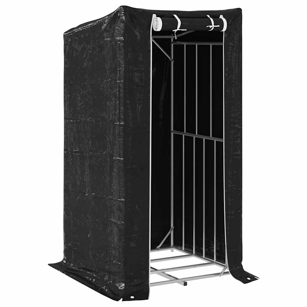 vidaxL Firewood Rack with Rain Cover 100x100x200 cm Galvanised Steel