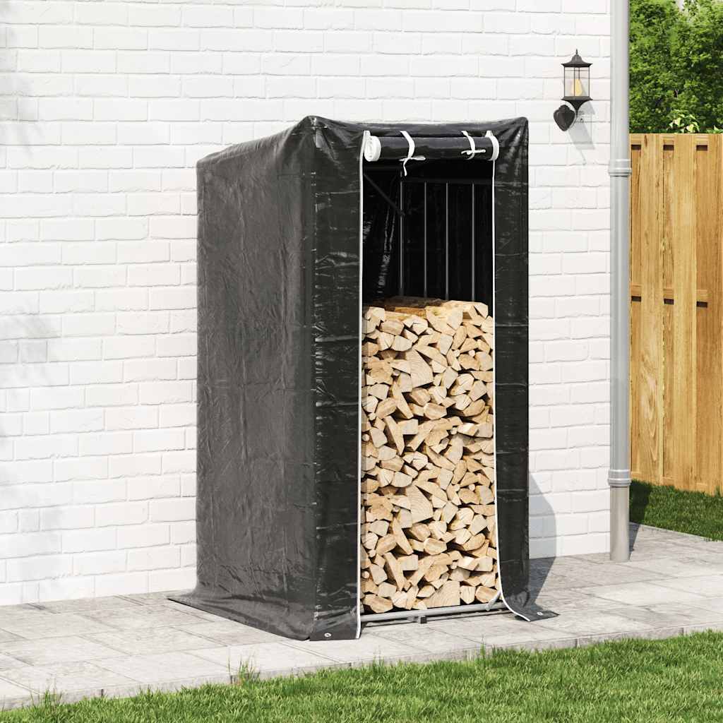 vidaxL Firewood Rack with Rain Cover 100x100x200 cm Galvanised Steel