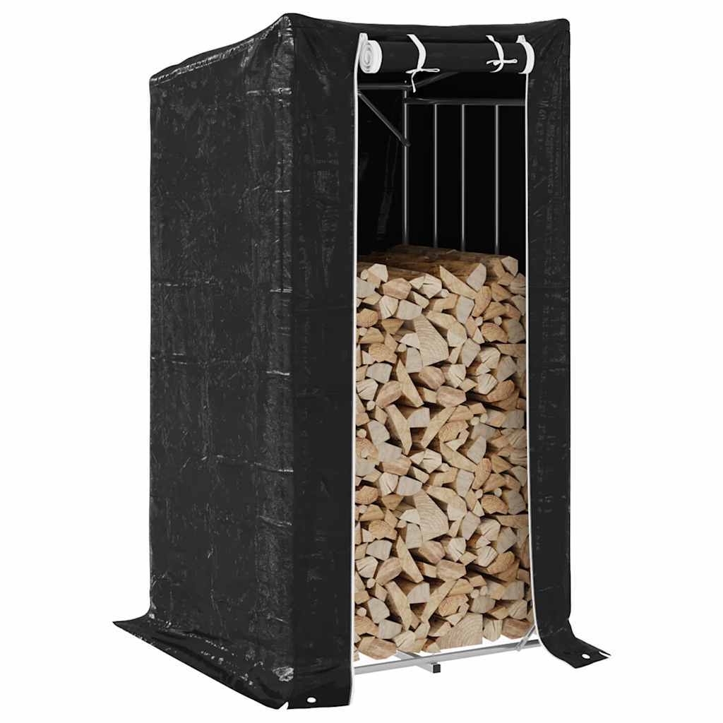 vidaxL Firewood Rack with Rain Cover 100x100x200 cm Galvanised Steel