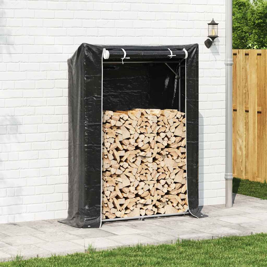 vidaxL Firewood Rack with Rain Cover 150x40x200 cm Galvanised Steel