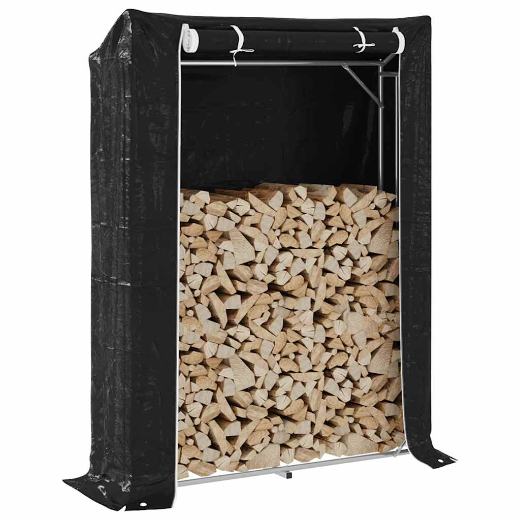 vidaxL Firewood Rack with Rain Cover 150x40x200 cm Galvanised Steel