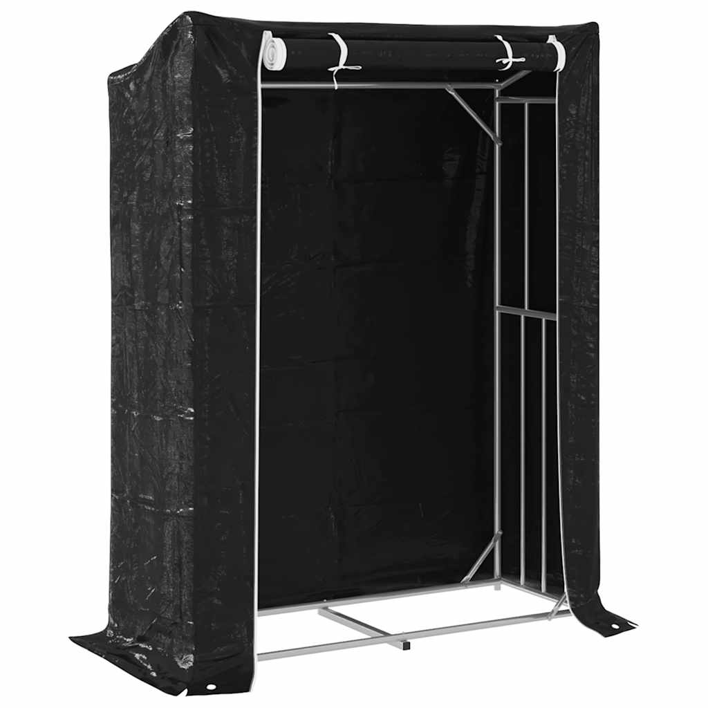 vidaxL Firewood Rack with Rain Cover 150x60x200 cm Galvanised Steel