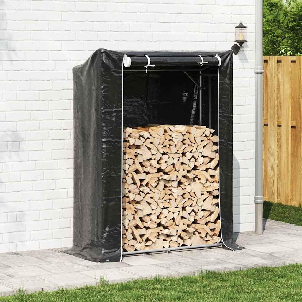 vidaxL Firewood Rack with Rain Cover 150x60x200 cm Galvanised Steel