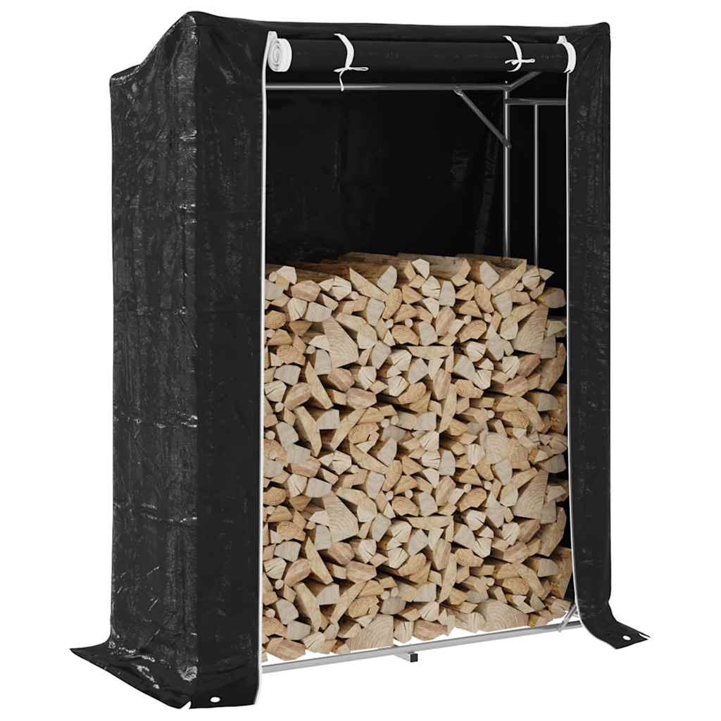 vidaxL Firewood Rack with Rain Cover 150x60x200 cm Galvanised Steel