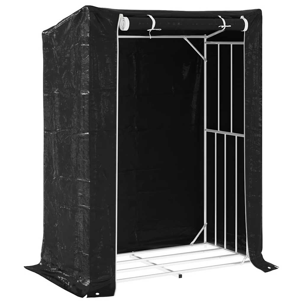 vidaxL Firewood Rack with Rain Cover 150x80x200 cm Galvanised Steel