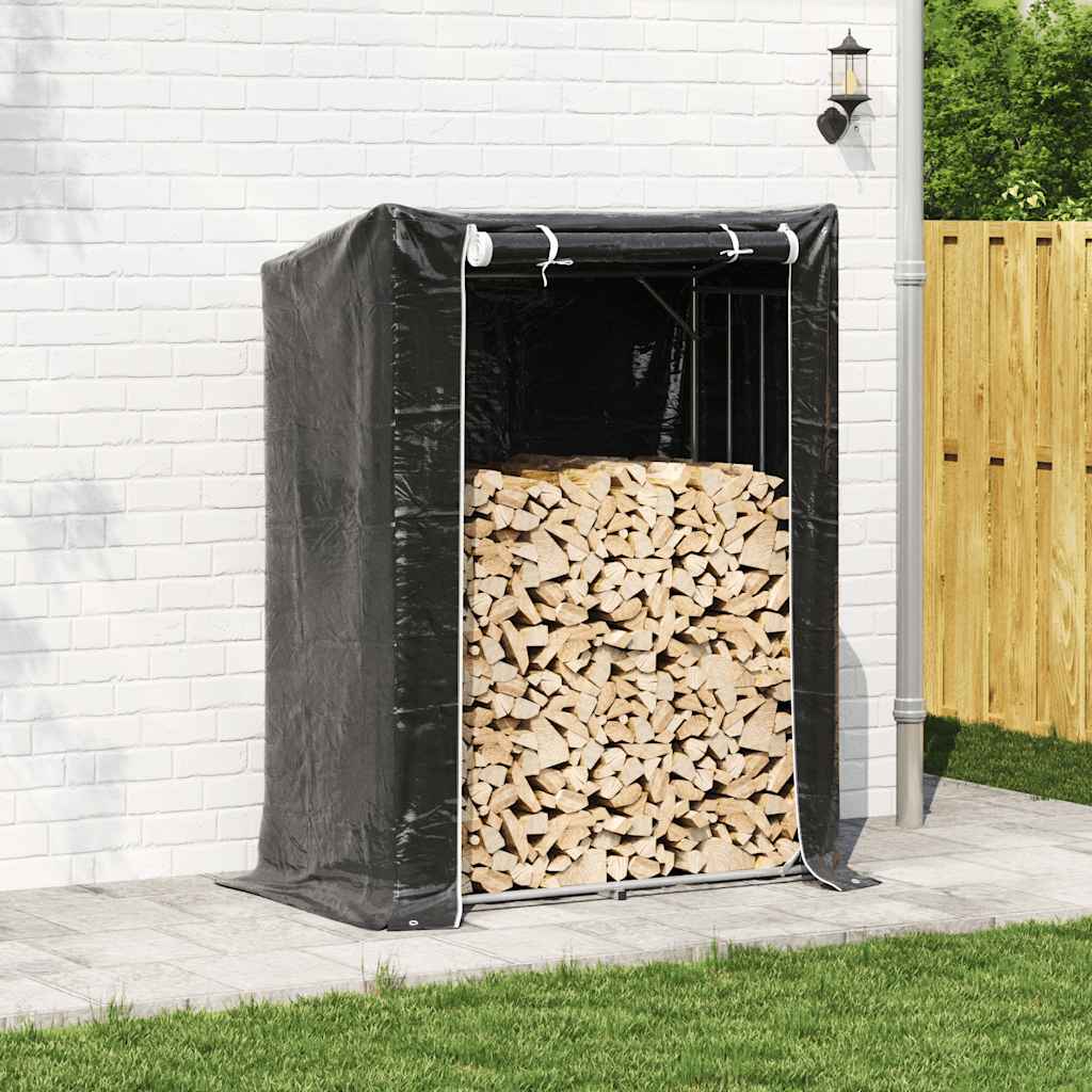 vidaxL Firewood Rack with Rain Cover 150x80x200 cm Galvanised Steel