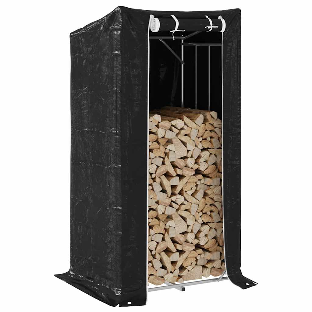 vidaxL Firewood Rack with Rain Cover 150x80x200 cm Galvanised Steel