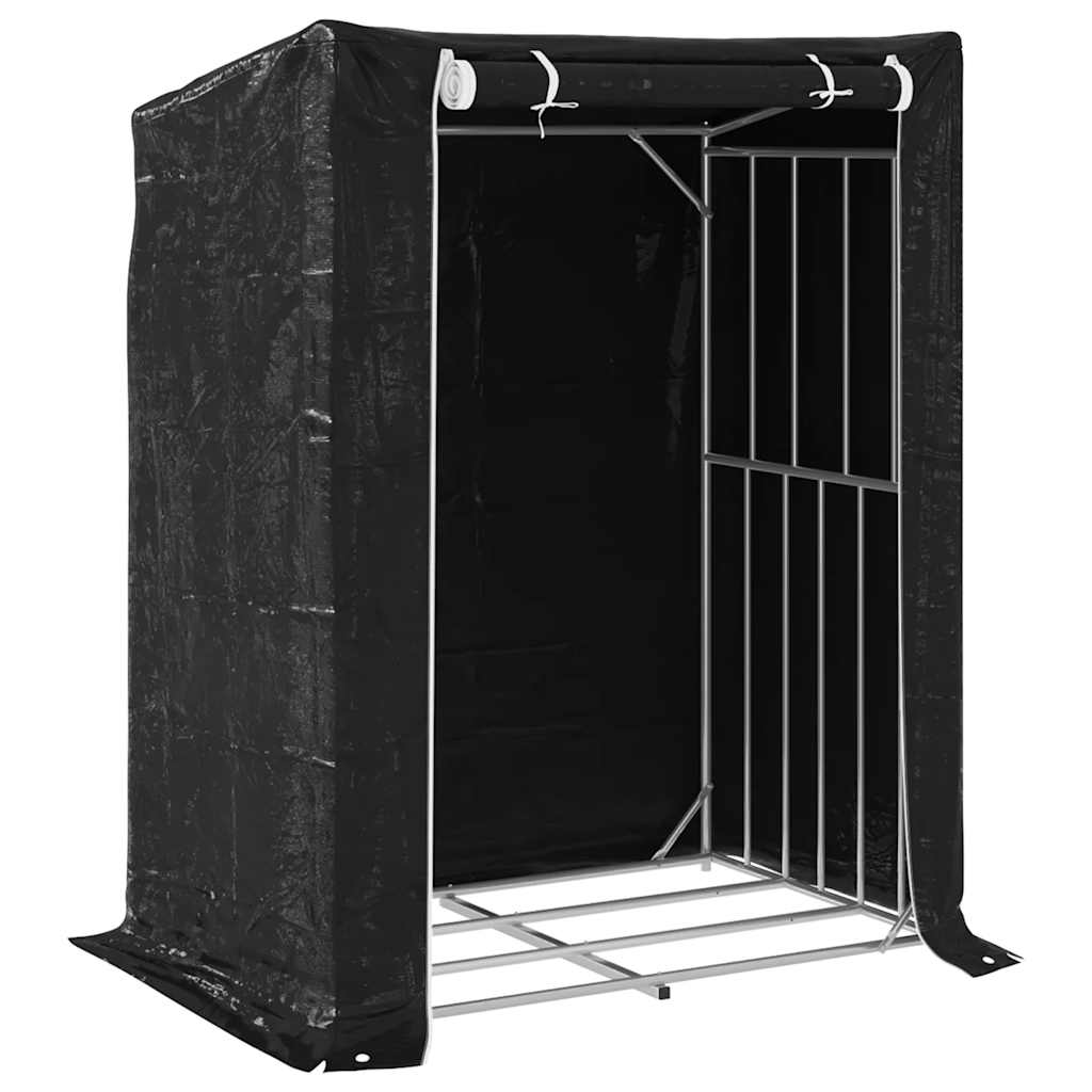 vidaxL Firewood Rack with Rain Cover 150x100x200 cm Galvanised Steel