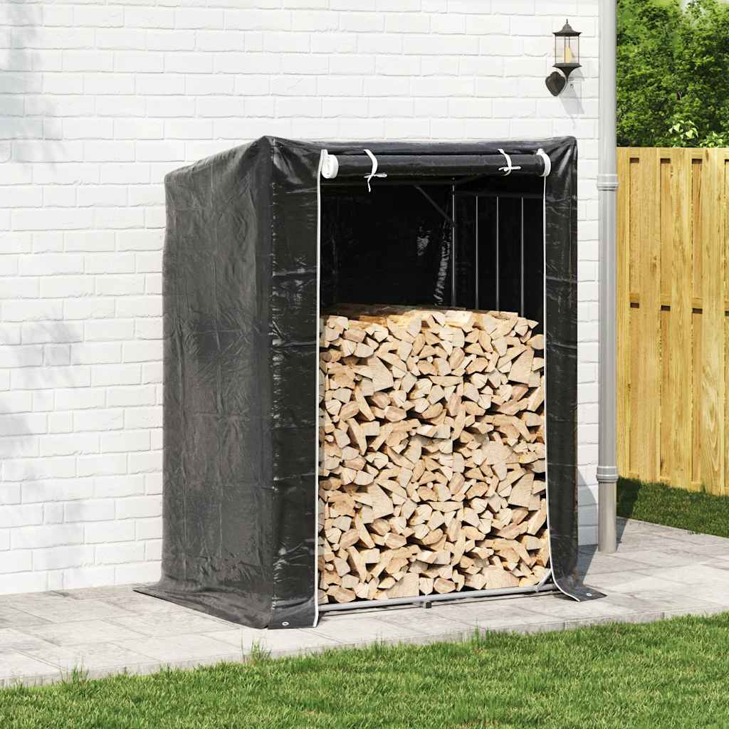 vidaxL Firewood Rack with Rain Cover 150x100x200 cm Galvanised Steel