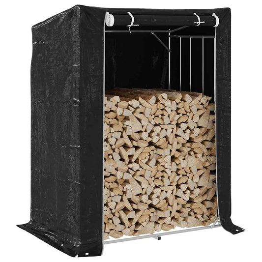 vidaxL Firewood Rack with Rain Cover 150x100x200 cm Galvanised Steel