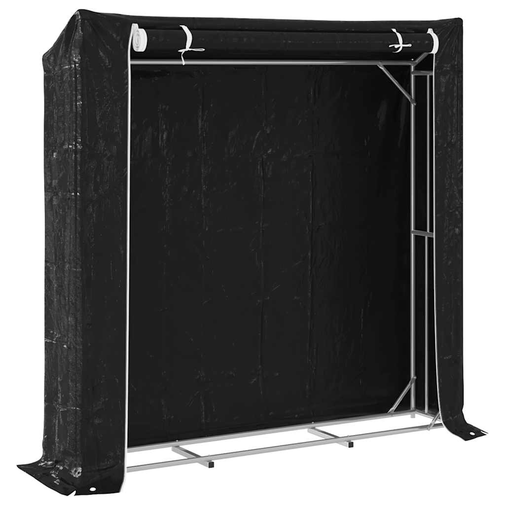 vidaxL Firewood Rack with Rain Cover 200x40x200 cm Galvanised Steel