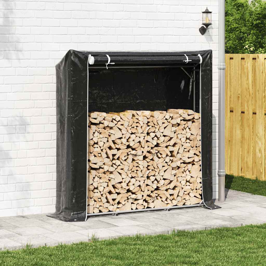 vidaxL Firewood Rack with Rain Cover 200x40x200 cm Galvanised Steel