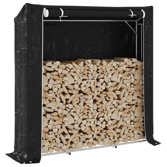 vidaxL Firewood Rack with Rain Cover 200x40x200 cm Galvanised Steel