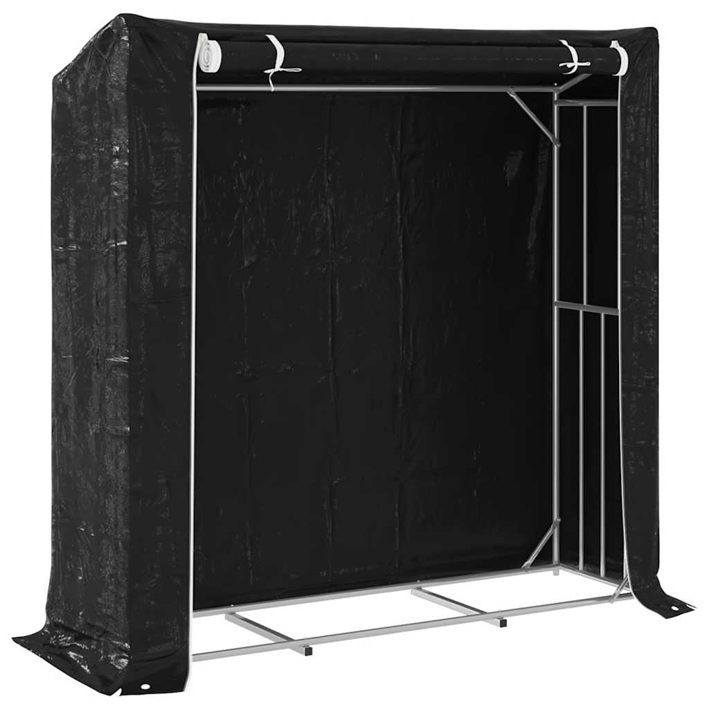 vidaxL Firewood Rack with Rain Cover 200x60x200 cm Galvanised Steel