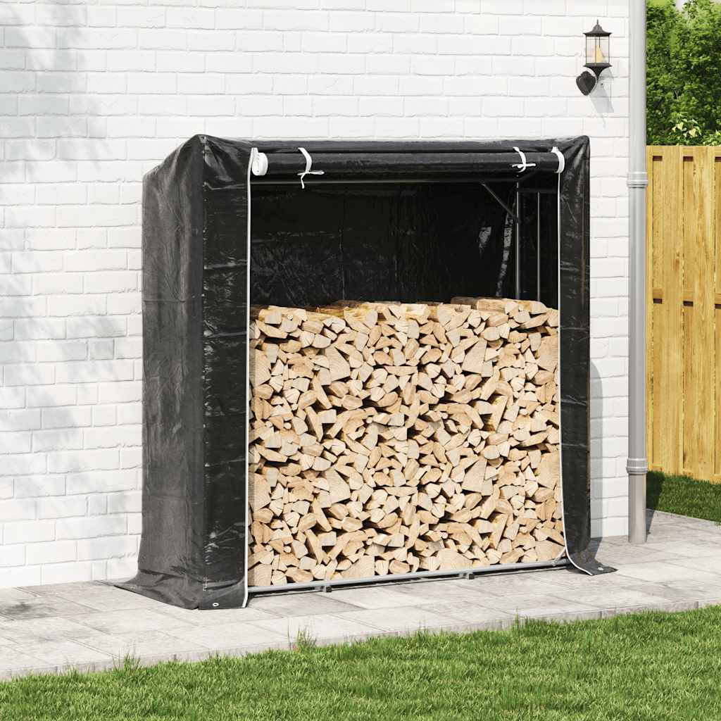 vidaxL Firewood Rack with Rain Cover 200x60x200 cm Galvanised Steel