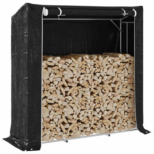 vidaxL Firewood Rack with Rain Cover 200x60x200 cm Galvanised Steel