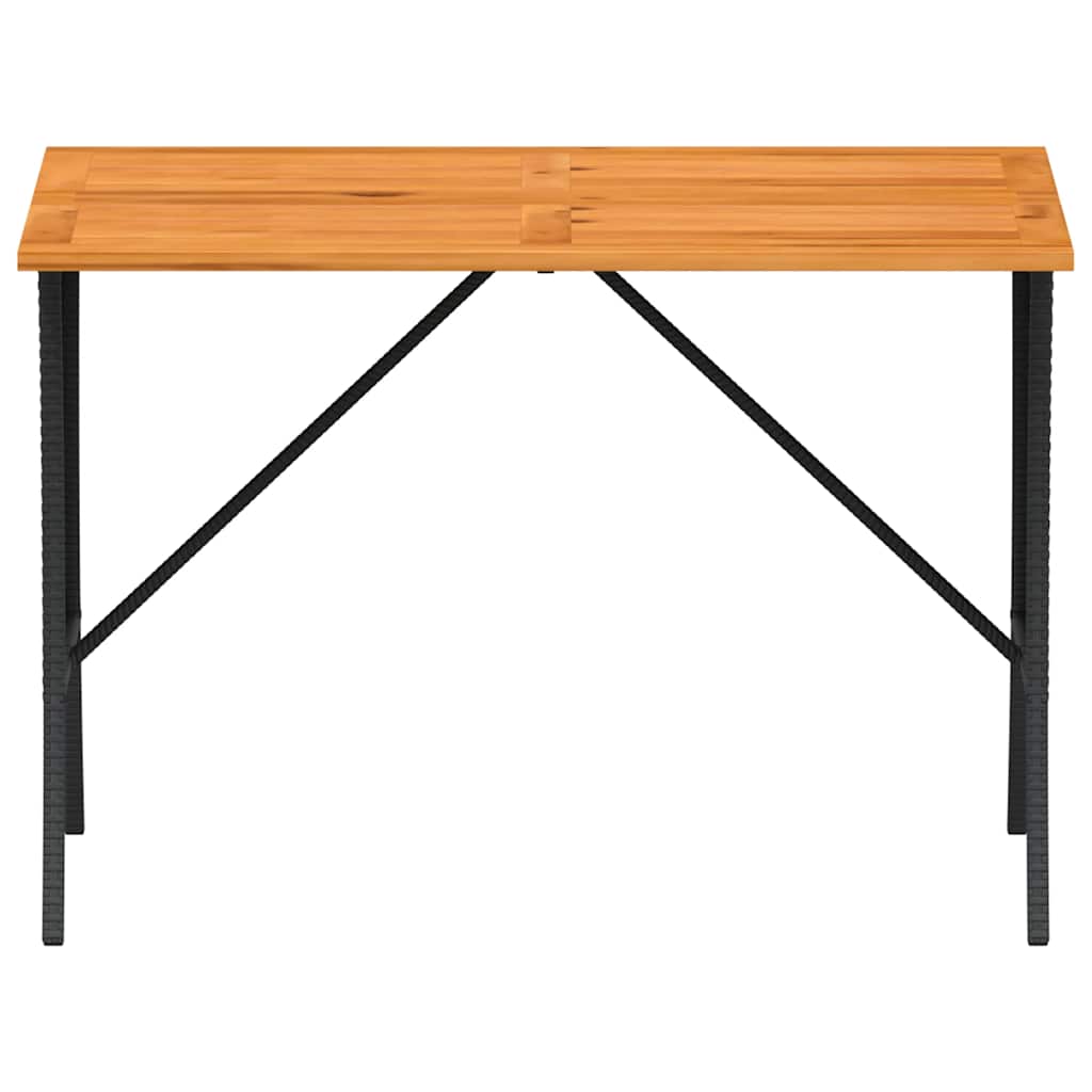 Garden Table with Acacia Wood Top Black 105x75x72cm Poly Rattan