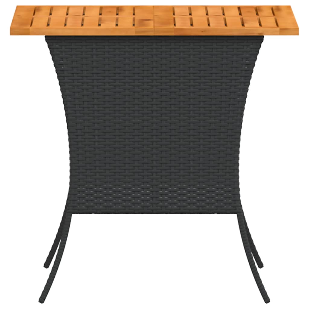 Garden Table with Acacia Wood Top Black 105x75x72cm Poly Rattan