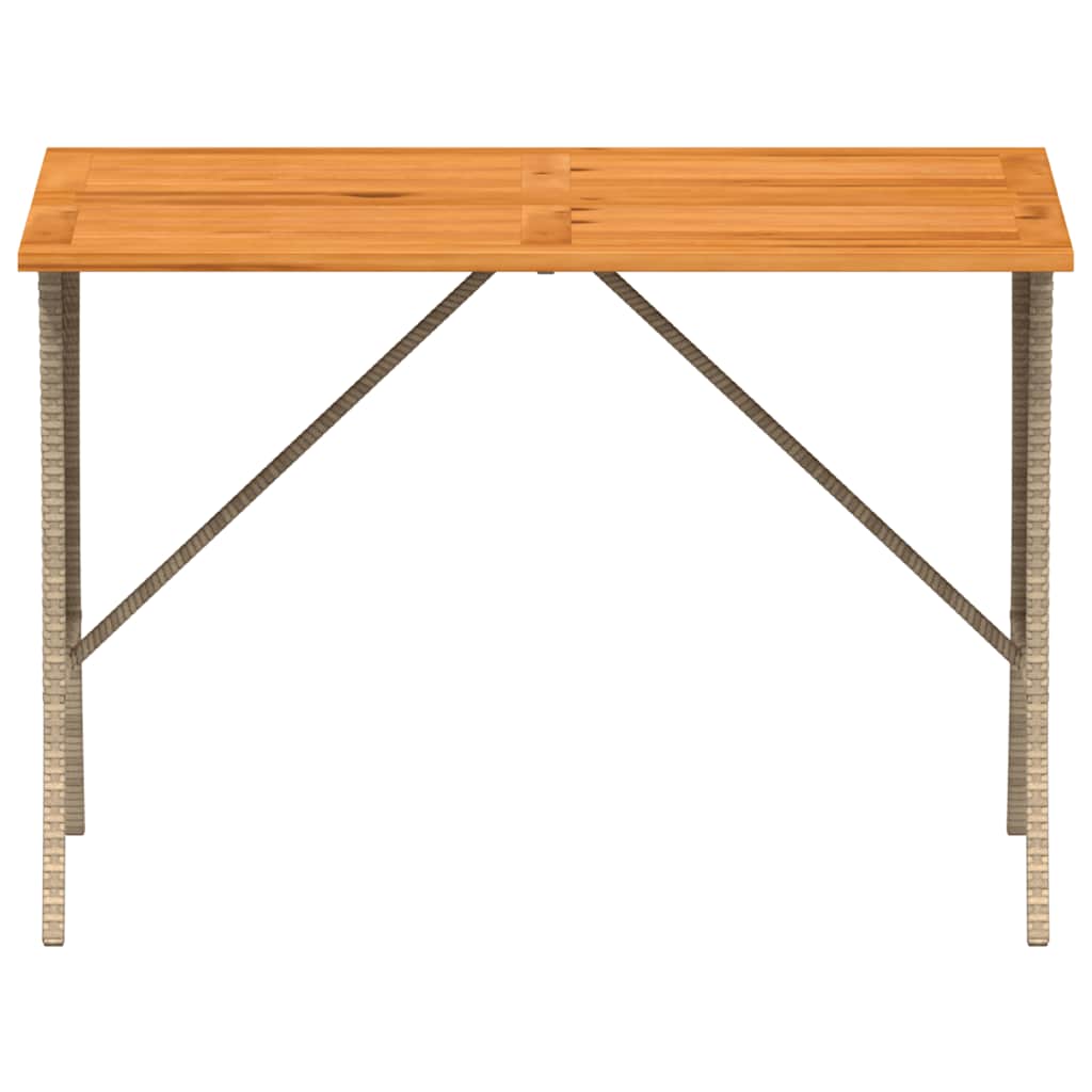 Garden Table with Acacia Wood Top Beige 105x75x72cm Poly Rattan