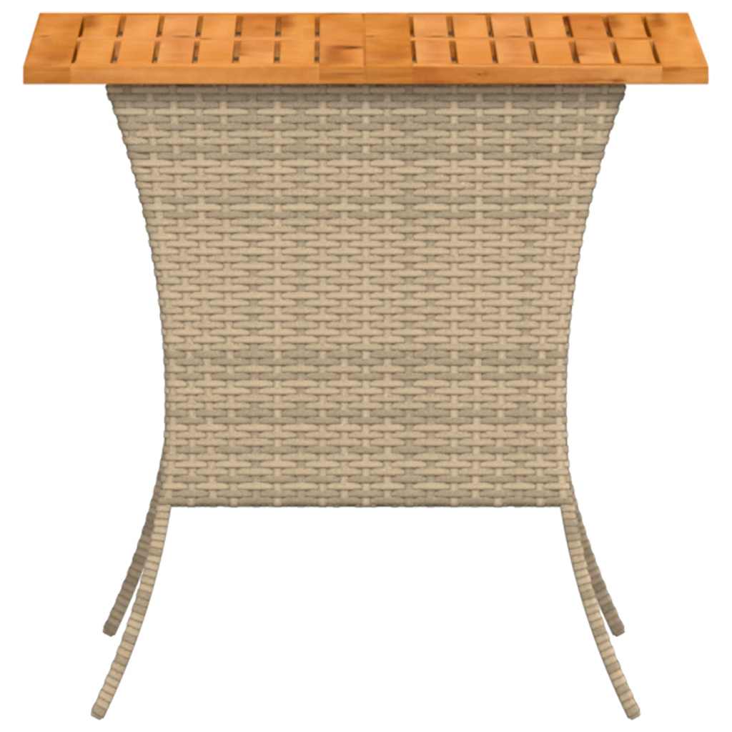 Garden Table with Acacia Wood Top Beige 105x75x72cm Poly Rattan