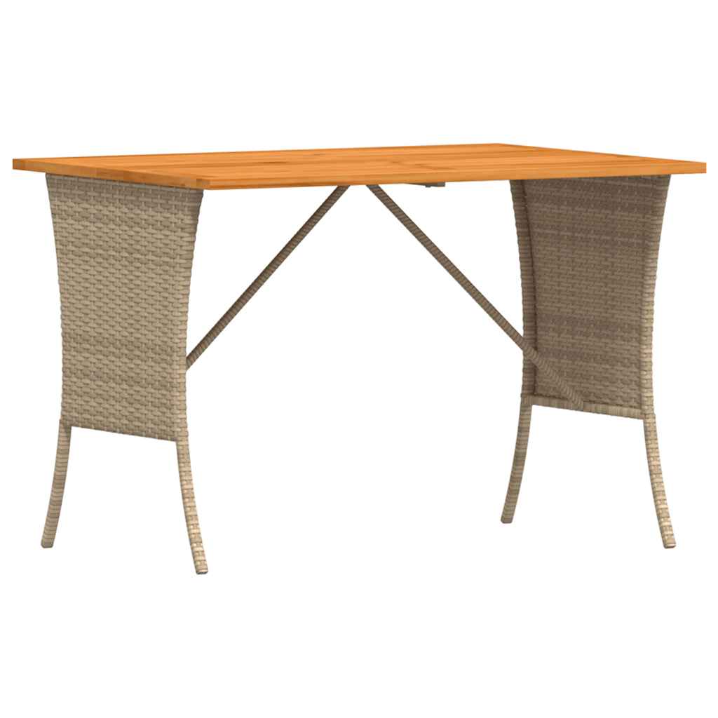 Garden Table with Acacia Wood Top Beige 105x75x72cm Poly Rattan