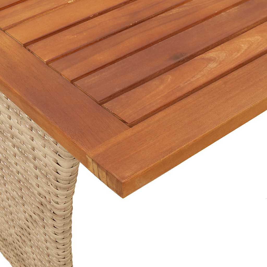 Garden Table with Acacia Wood Top Beige 105x75x72cm Poly Rattan