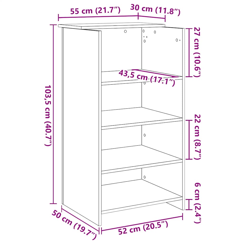 vidaXL Reception Desk White 55x50x103.5 cm Engineered Wood