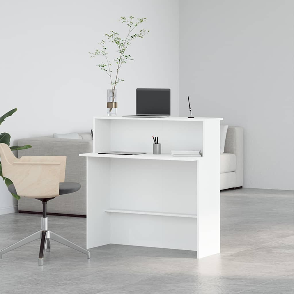 vidaXL Reception Desk White 100x50x103.5 cm Engineered Wood