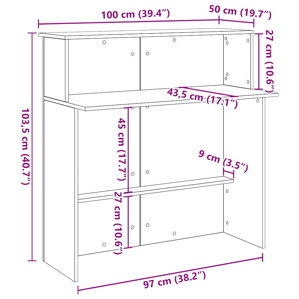 vidaXL Reception Desk White 100x50x103.5 cm Engineered Wood