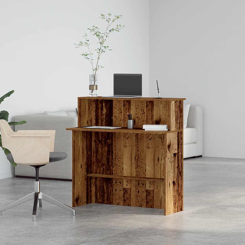 vidaXL Reception Desk Old Wood 100x50x103.5 cm Engineered Wood