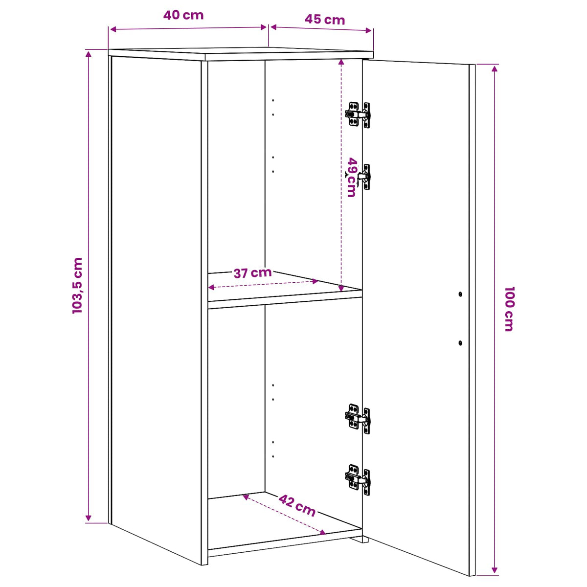 Storage Cabinet Grey Sonoma 40x45x103,5 cm Engineered Wood