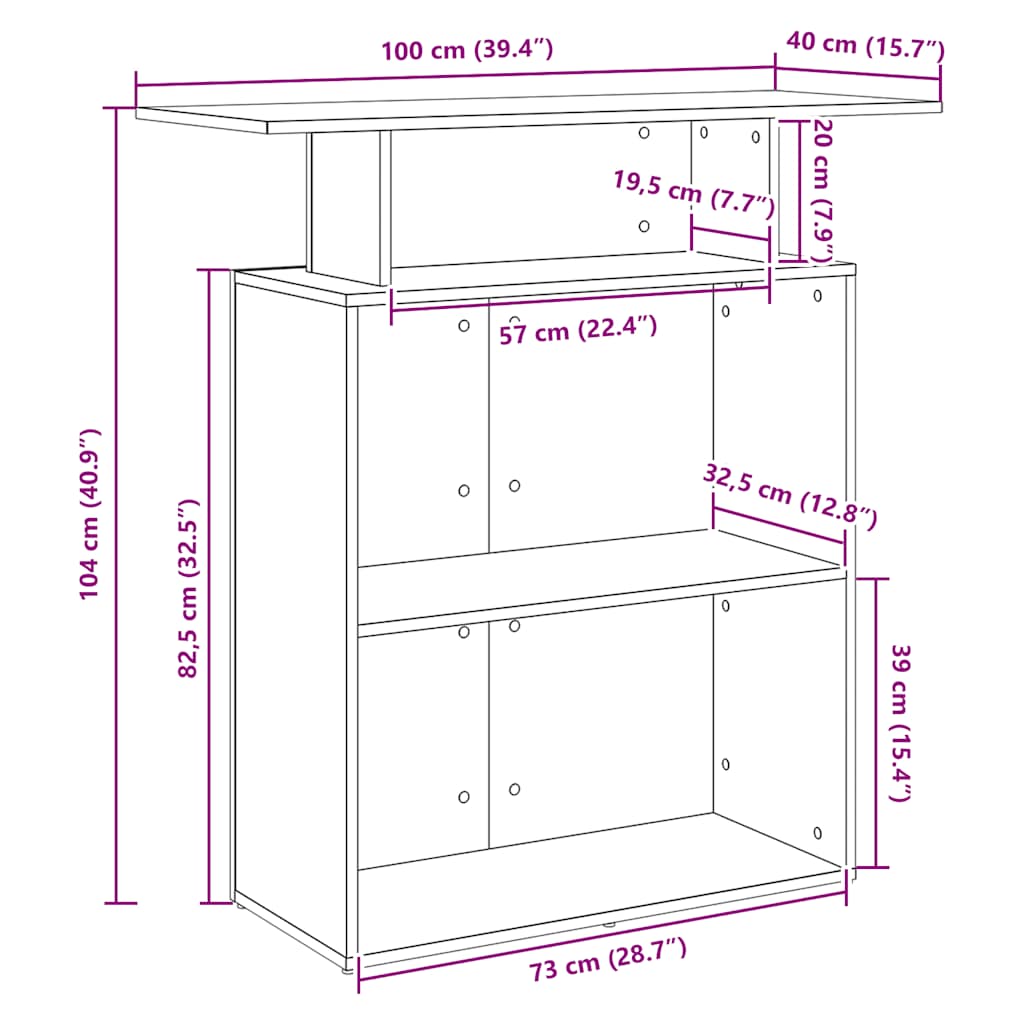 vidaXL Reception Desk White 100x40x104 cm Engineered Wood