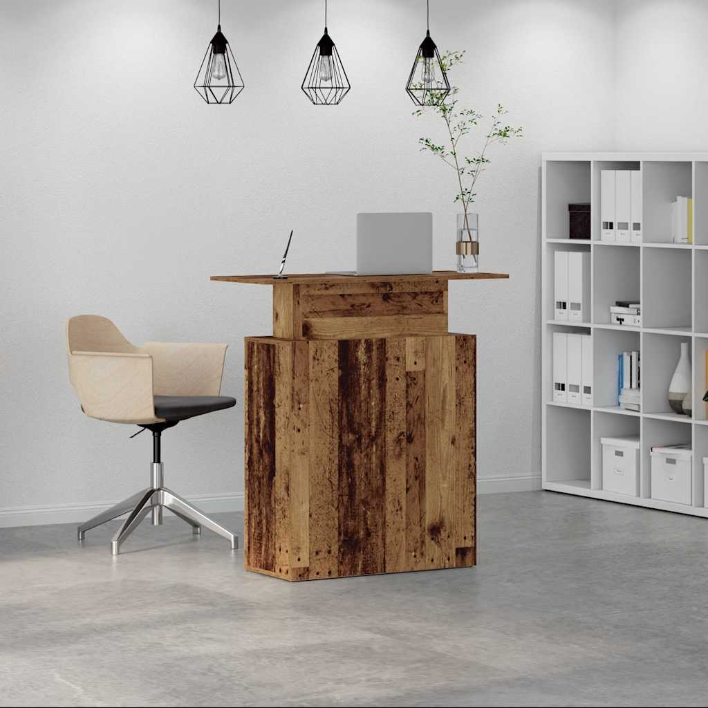 vidaXL Reception Desk Old Wood 100x40x104 cm Engineered Wood