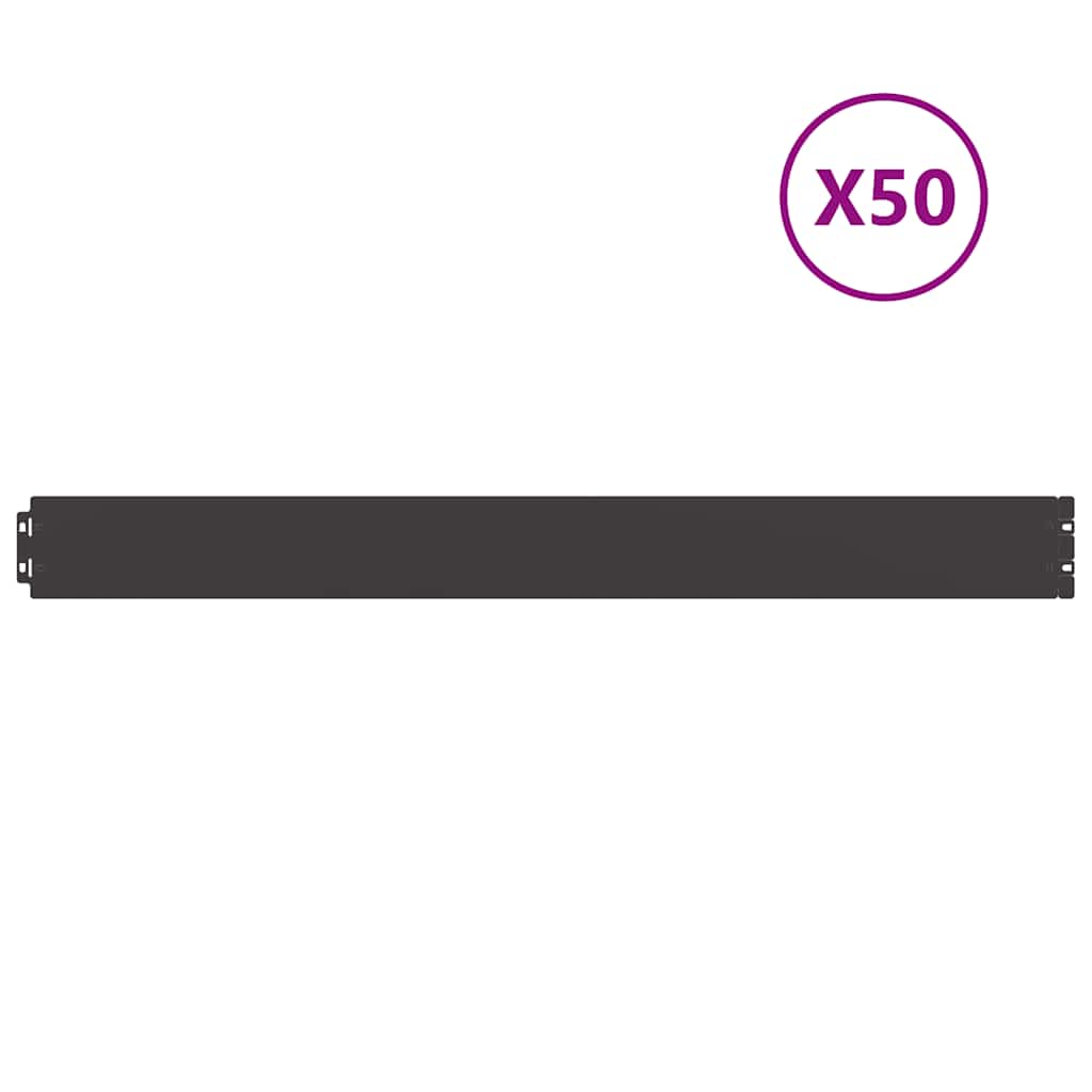 Lawn Edging 50 pcs 10 x 103 cm Steel Black